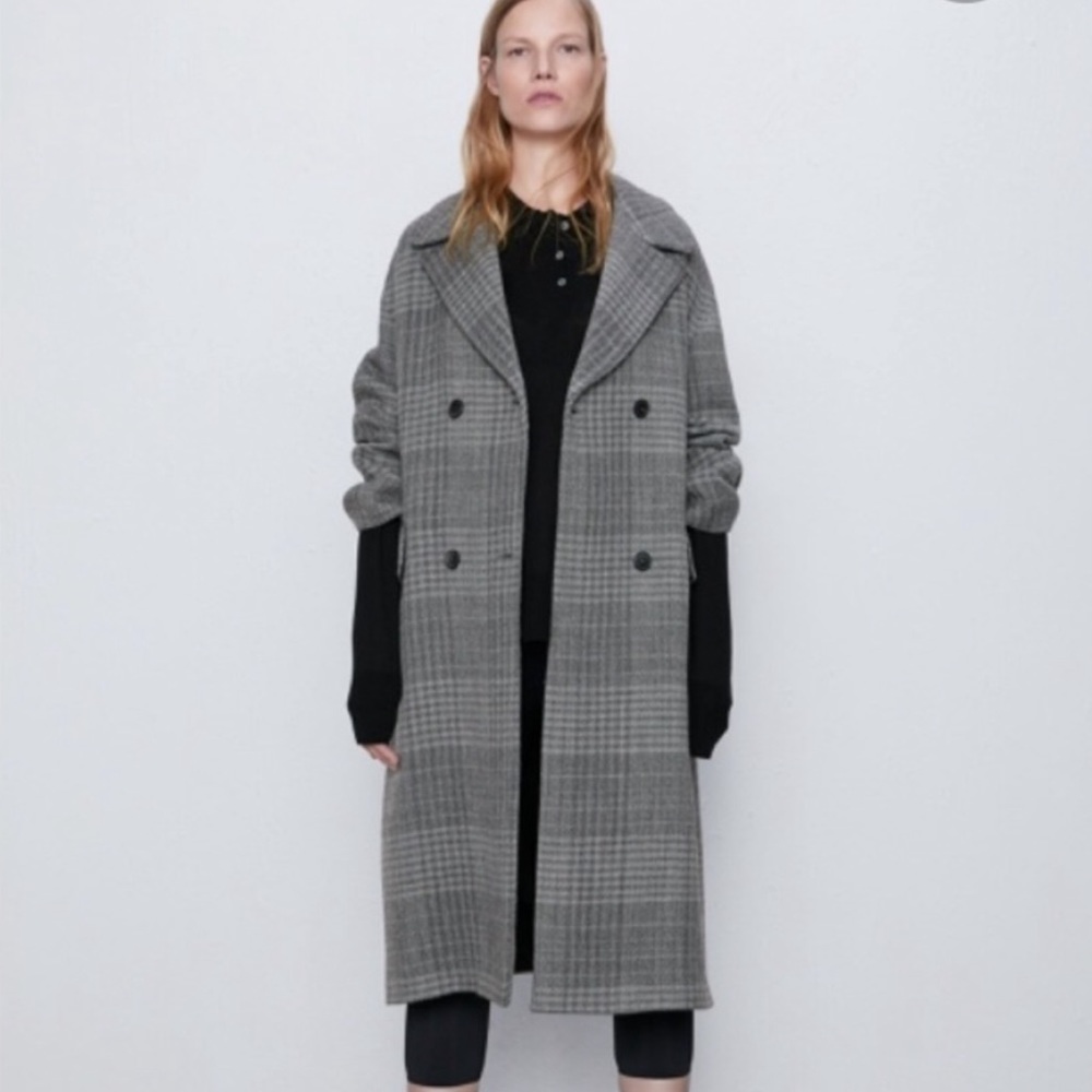 NWT Zara Plaid Wool Coat